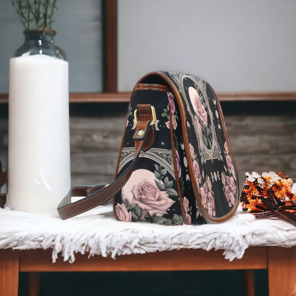 Moon Rose Witchy Canvas Saddle Bag | Sense Forest