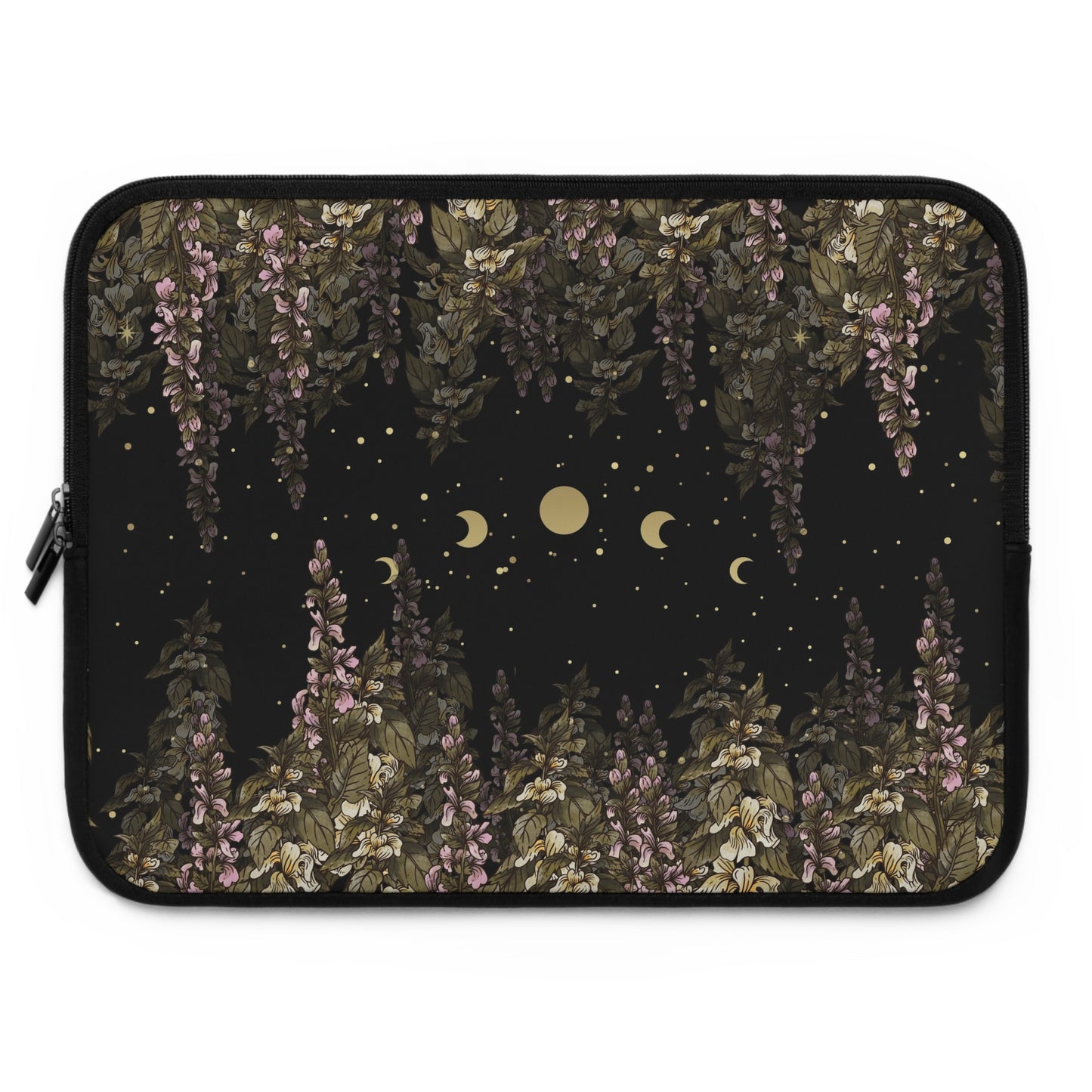 Foxglove flowers moon phase laptop sleeve travel case |Sense Forest