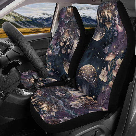 Dark Cottagecore Watercolor mushroom forest art car front seat cover