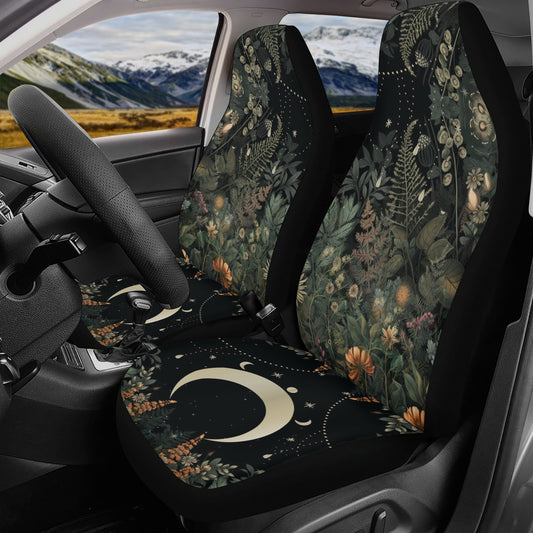 Lush Forest moon phase witchy cottagecore front car seat cover