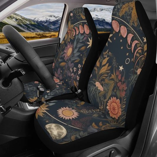Red moon phase botanical celestial car seat cover