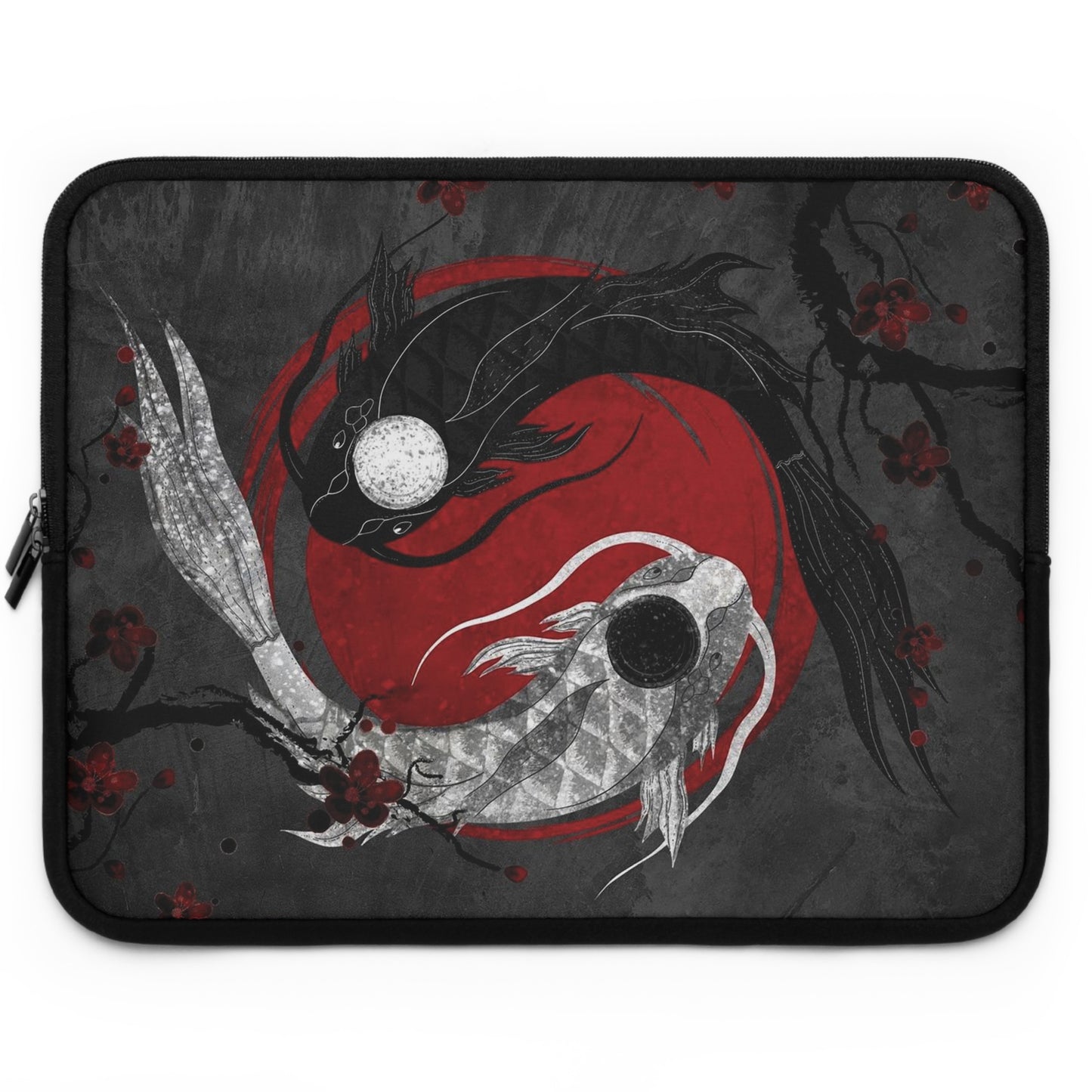 Yinyang Koi fish Japanese aesthetic laptop sleeve | Sense Forest
