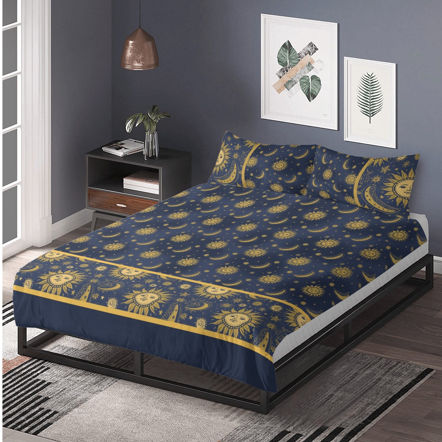 Whimsigoth Celestial Sun Moon Stars 3 Pcs Beddings