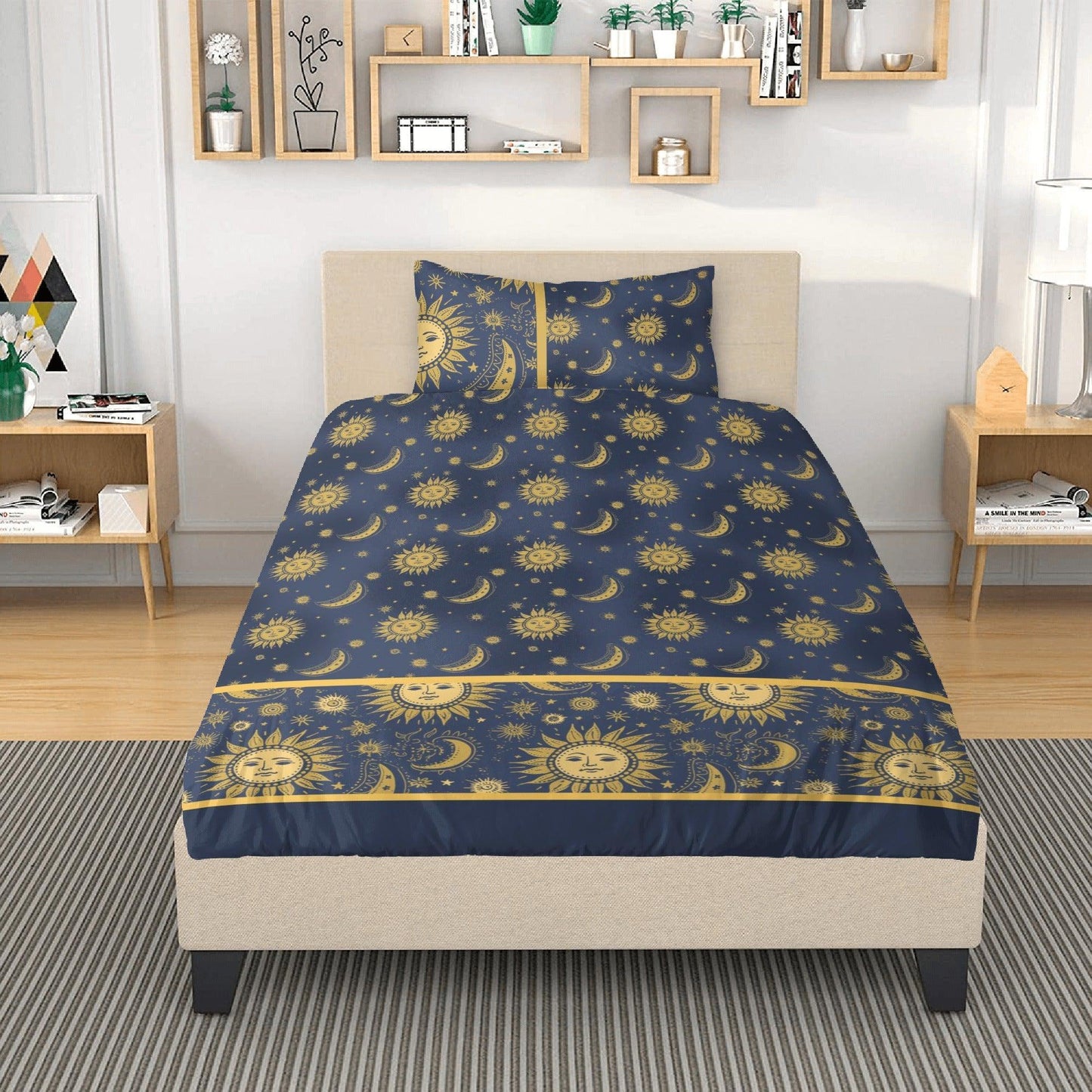Whimsigoth Celestial Sun Moon Stars 3 Pcs Beddings