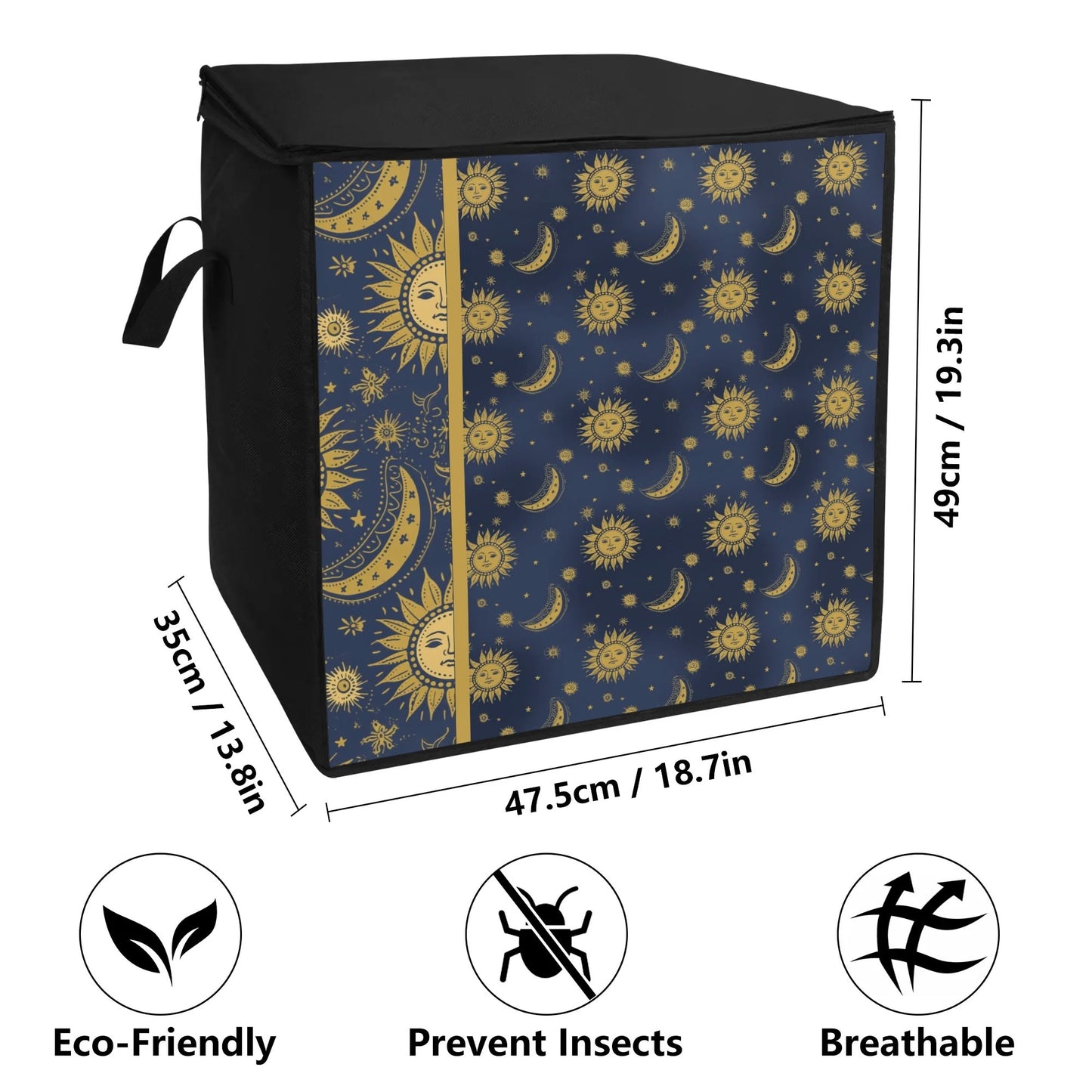 Whimsigoth Celestial Sun Moon Stars Bedding Storage Box Bag