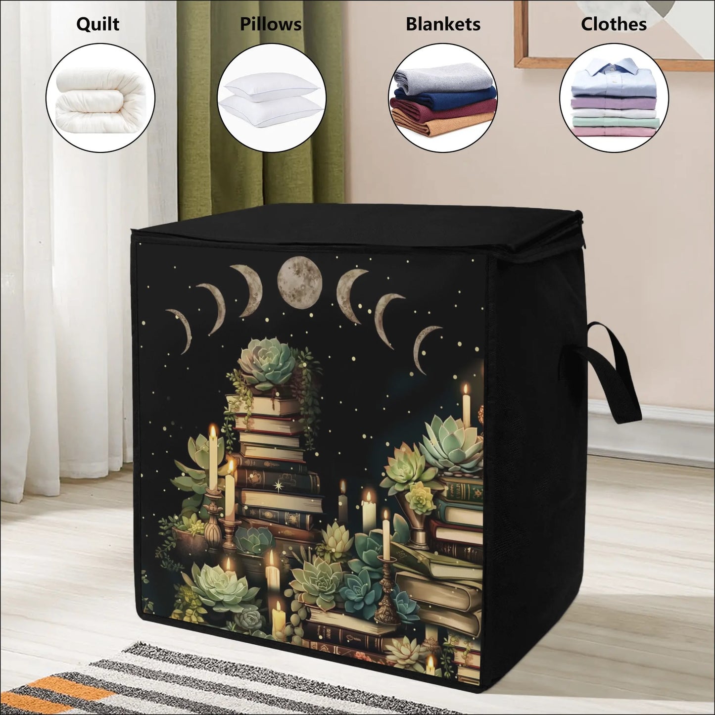 Moon night Books forest reader's Bedding Storage Box Bag