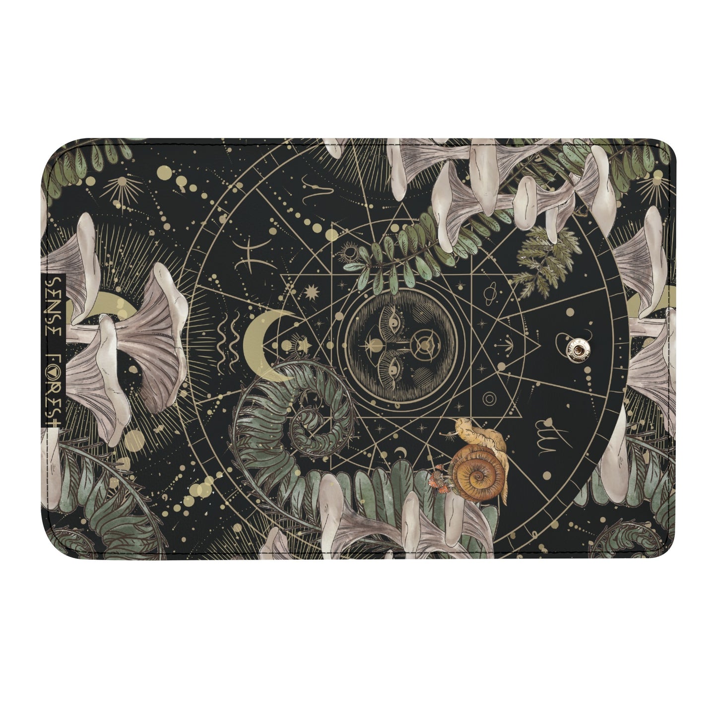 White Chanterelles Mushroom Vegan Leather Trifold wallet | Sense Forest