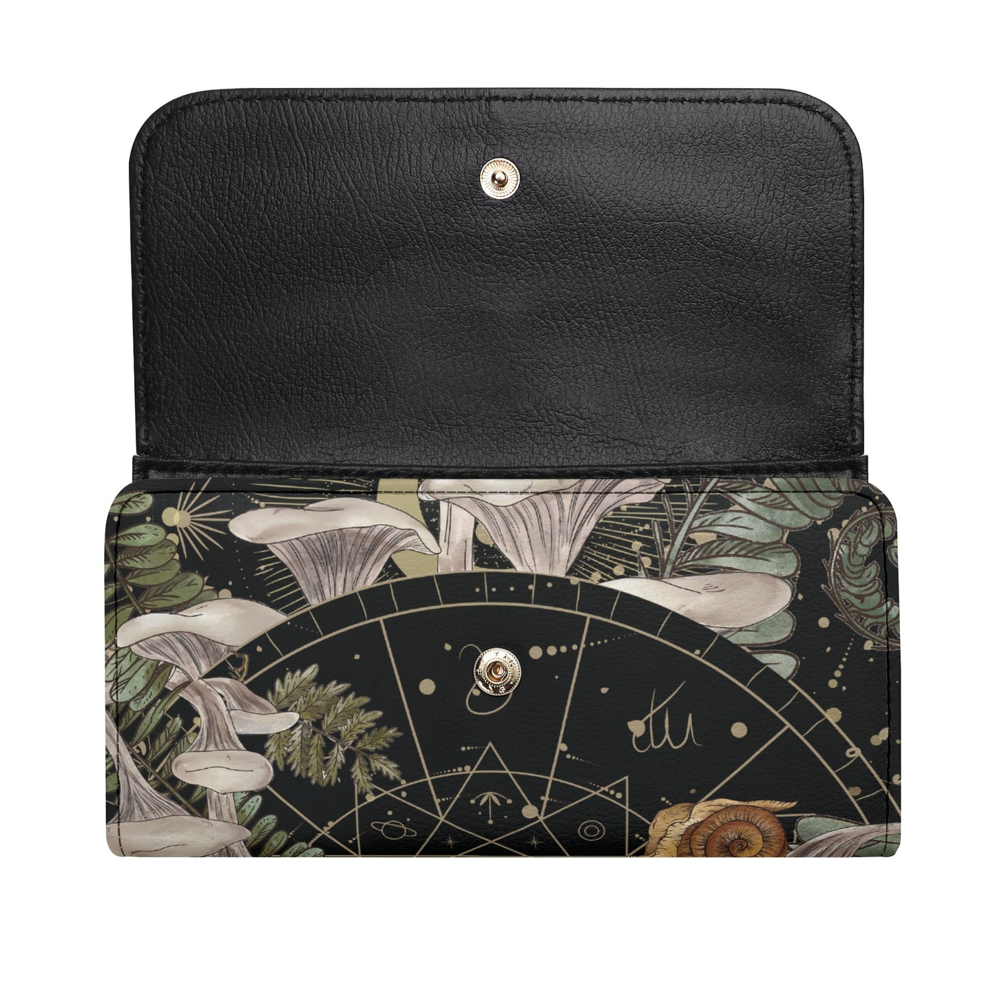White Chanterelles Mushroom Vegan Leather Trifold wallet | Sense Forest