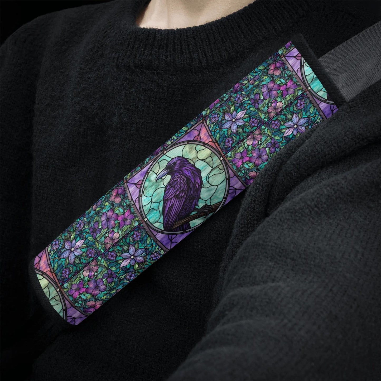 Gothic Raven Stained glass Car Seat Cover Set