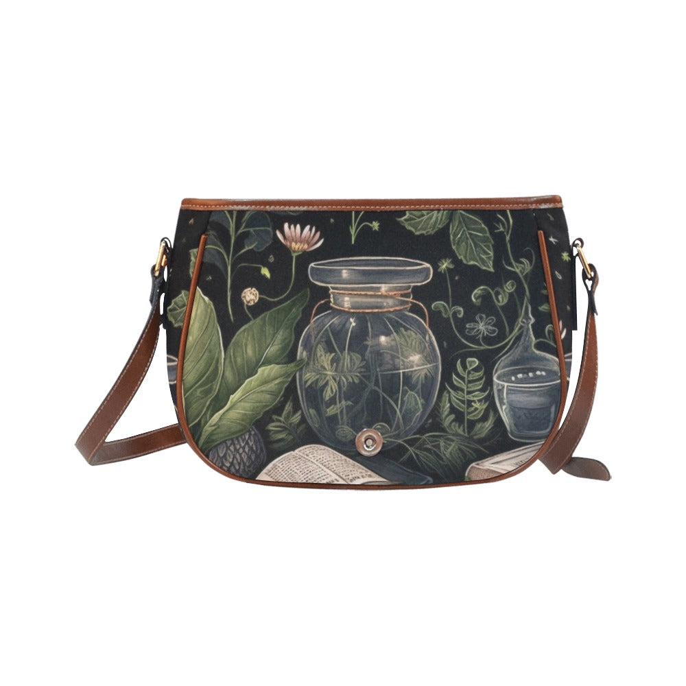 Dark Academia Witchy Herbalist Canavas Saddle Bag