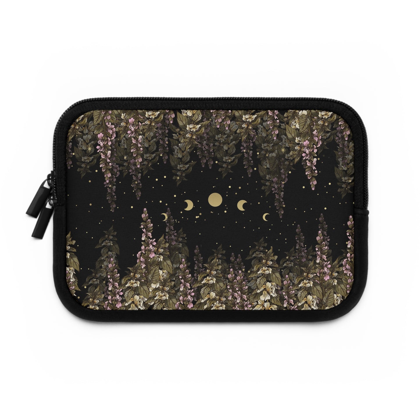 Foxglove flowers moon phase laptop sleeve travel case |Sense Forest