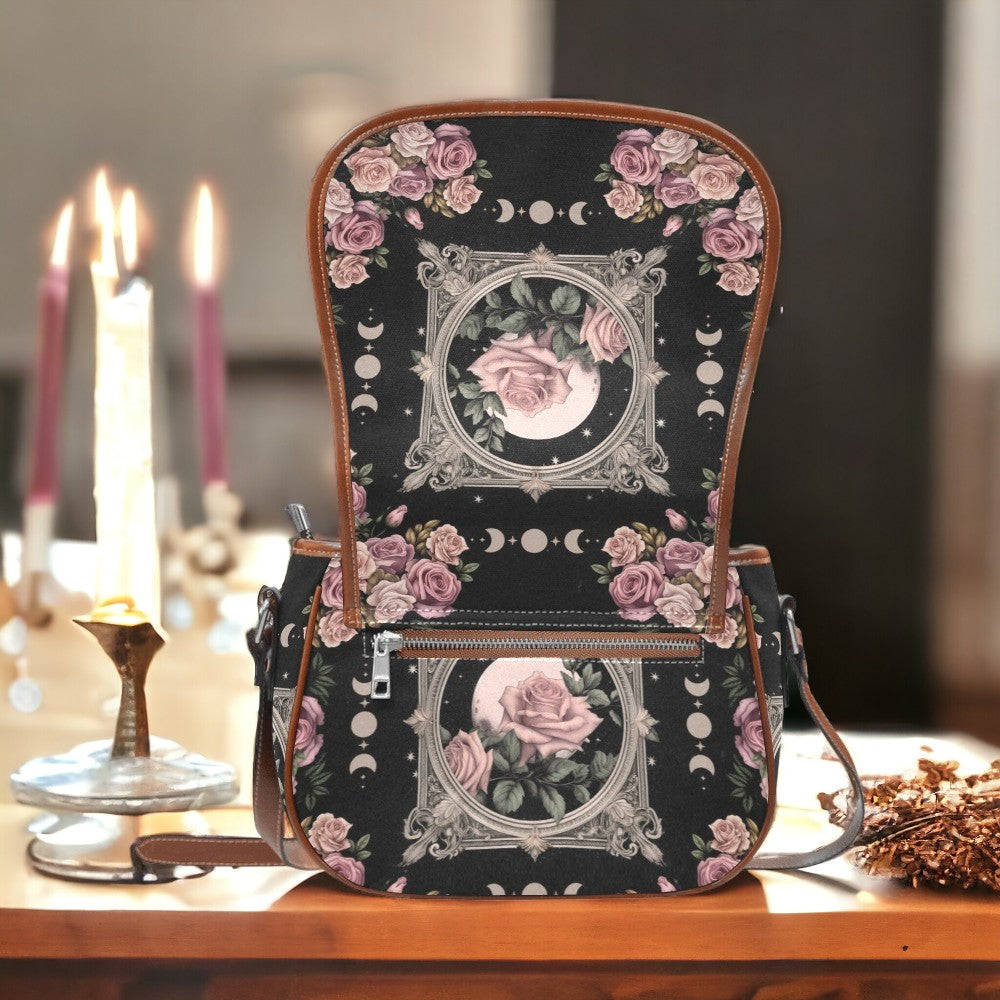 Moon Rose Witchy Canvas Saddle Bag | Sense Forest