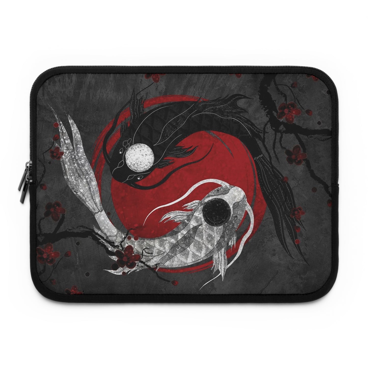 Yinyang Koi fish Japanese aesthetic laptop sleeve | Sense Forest