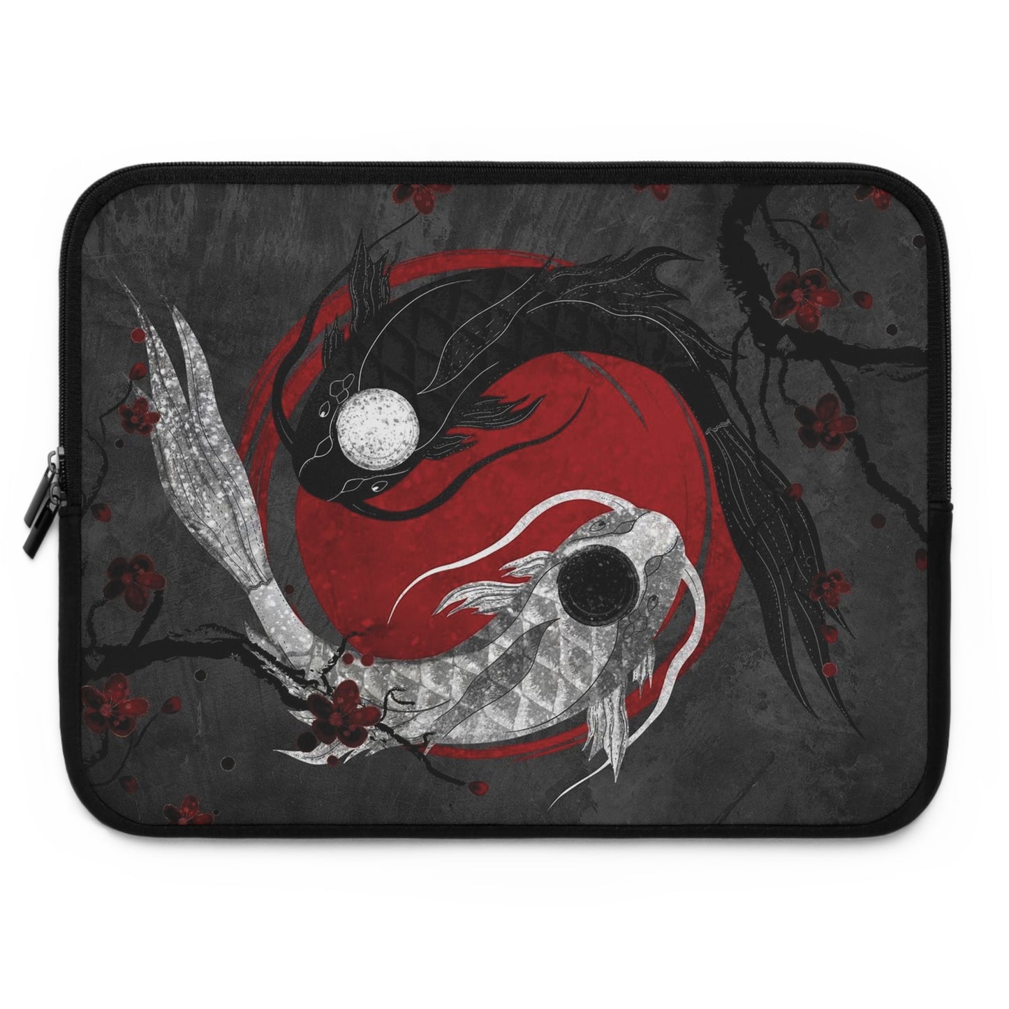 Yinyang Koi fish Japanese aesthetic laptop sleeve | Sense Forest