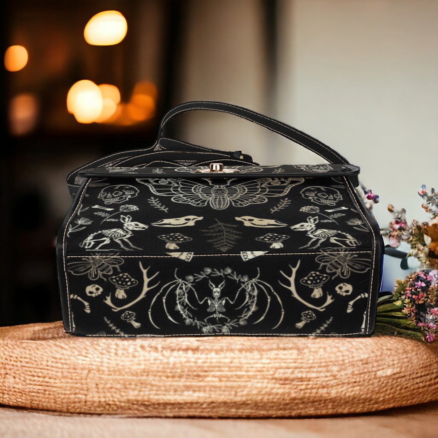 Dark Academia Forest Animal Bones Skeleton Canvas Satchel Bag | Sense Forest