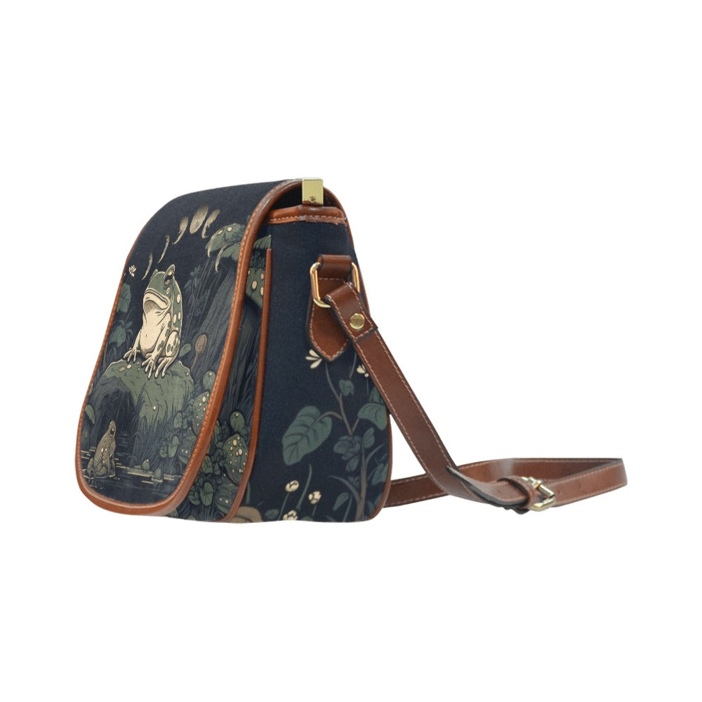 Goblincore Green Forest Frog Canvas Saddle Bag | Sense Forest