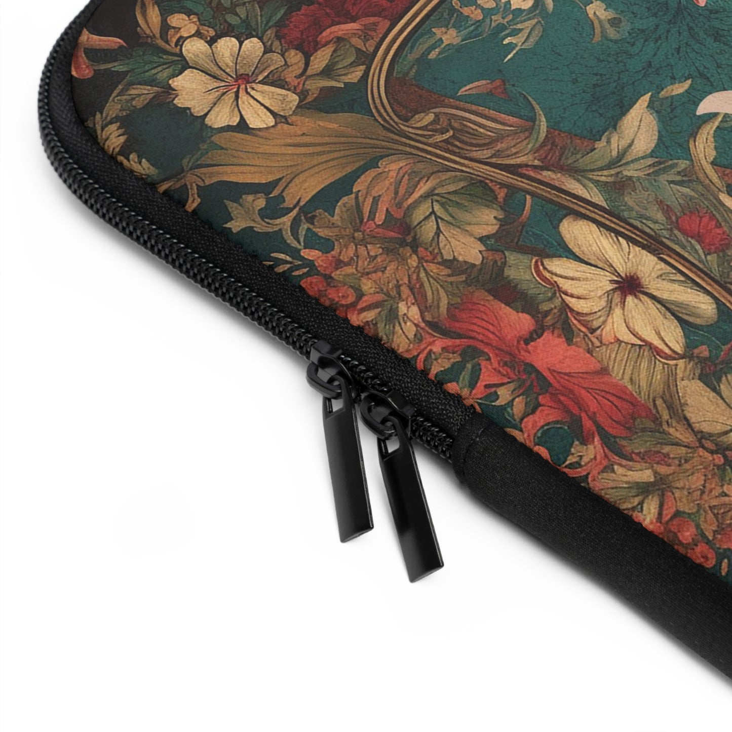 Maximalist floral Teal green sun moon laptop sleeve | Sense Forest