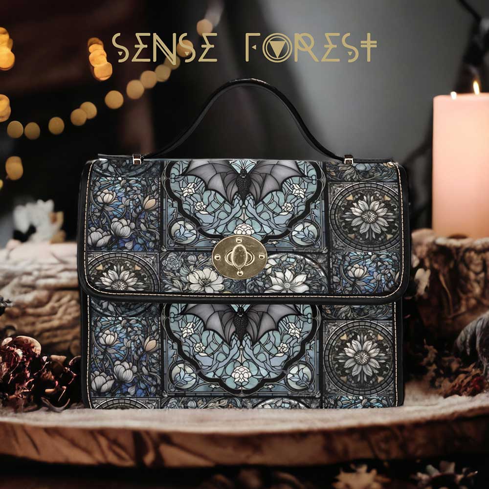 Medieval Stained Glass Bat Satchel Bag and Wallet Set | Sense Forest
