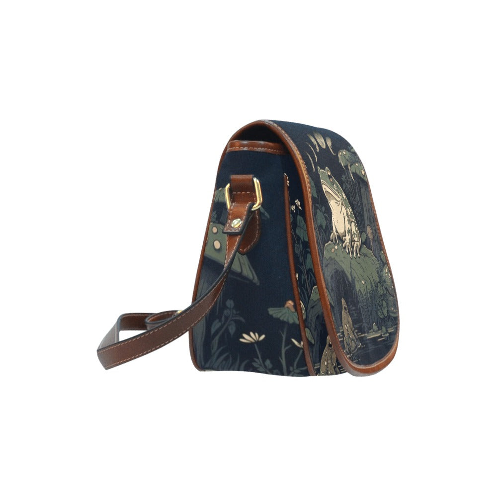 Goblincore Green Forest Frog Canvas Saddle Bag | Sense Forest