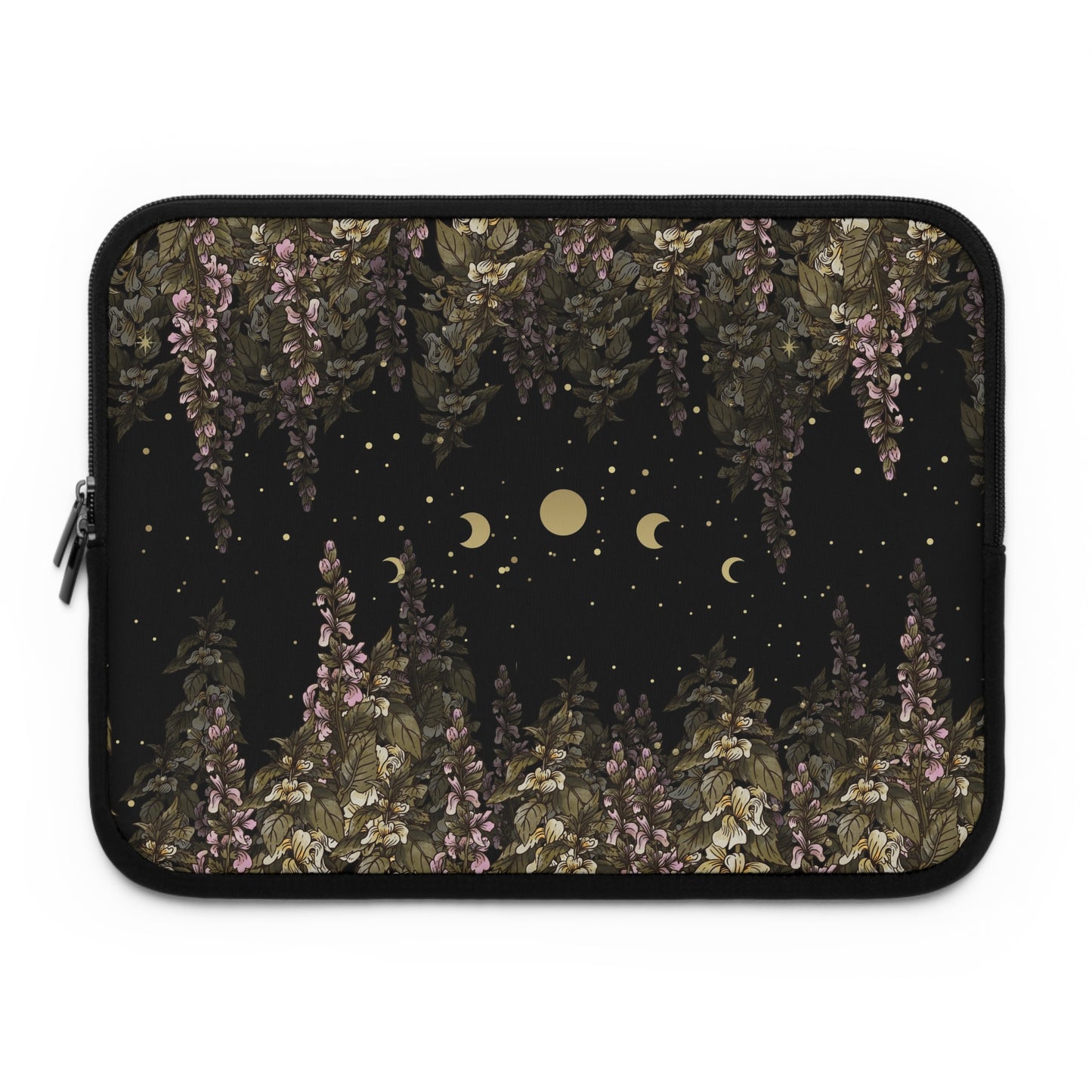 Foxglove flowers moon phase laptop sleeve travel case |Sense Forest