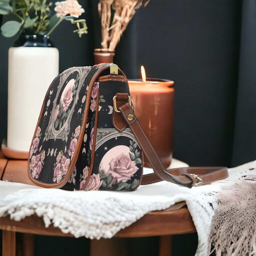 Moon Rose Witchy Canvas Saddle Bag | Sense Forest