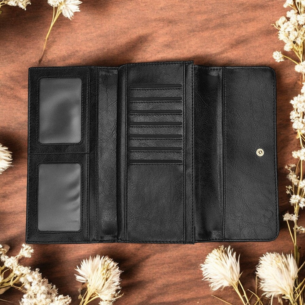 Medieval Goth Stained Glass Crow Trifold Wallet | Sense Forest