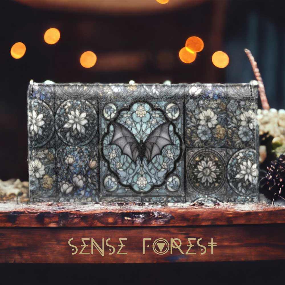 Medieval Stained Glass Bat Satchel Bag and Wallet Set | Sense Forest