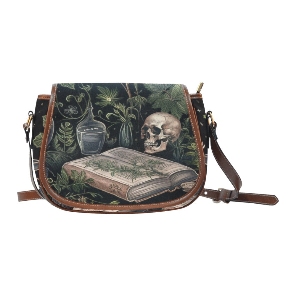 Dark Academia Witchy Herbalist Canavas Saddle Bag