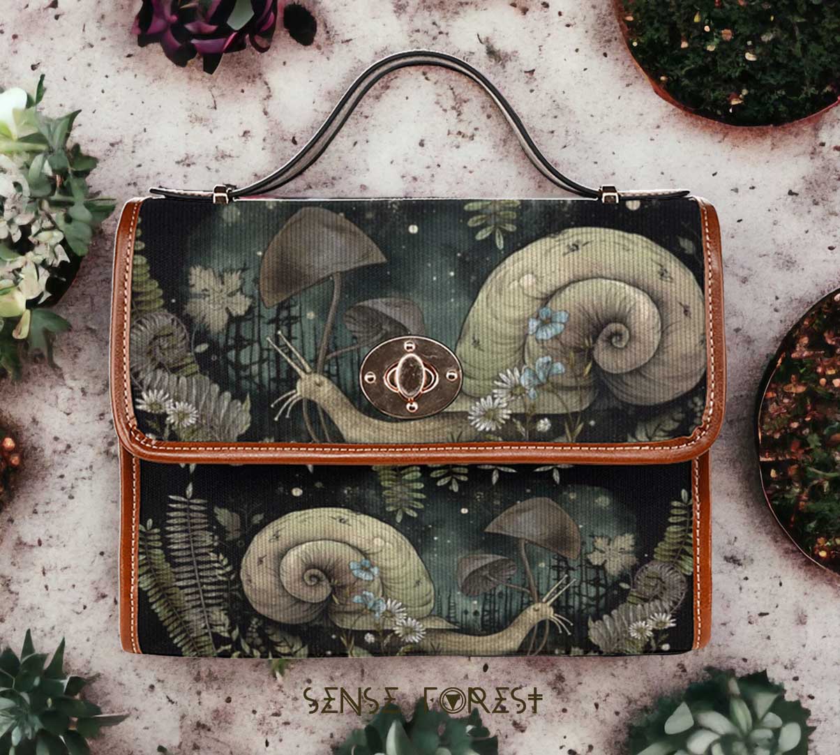 Snail forest canvas satchel bag