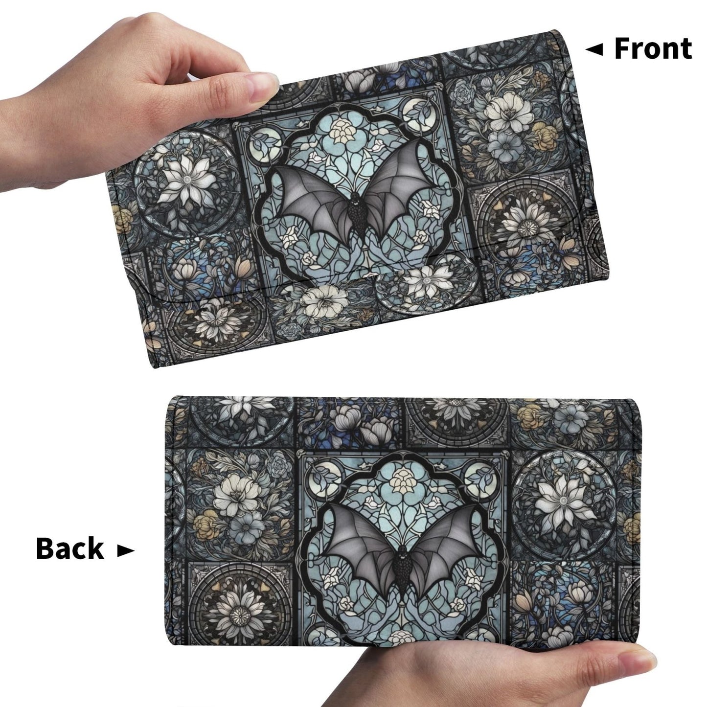 Medieval Goth Stained Glass Bat Vegan Leather Satchel Bag - sense forest