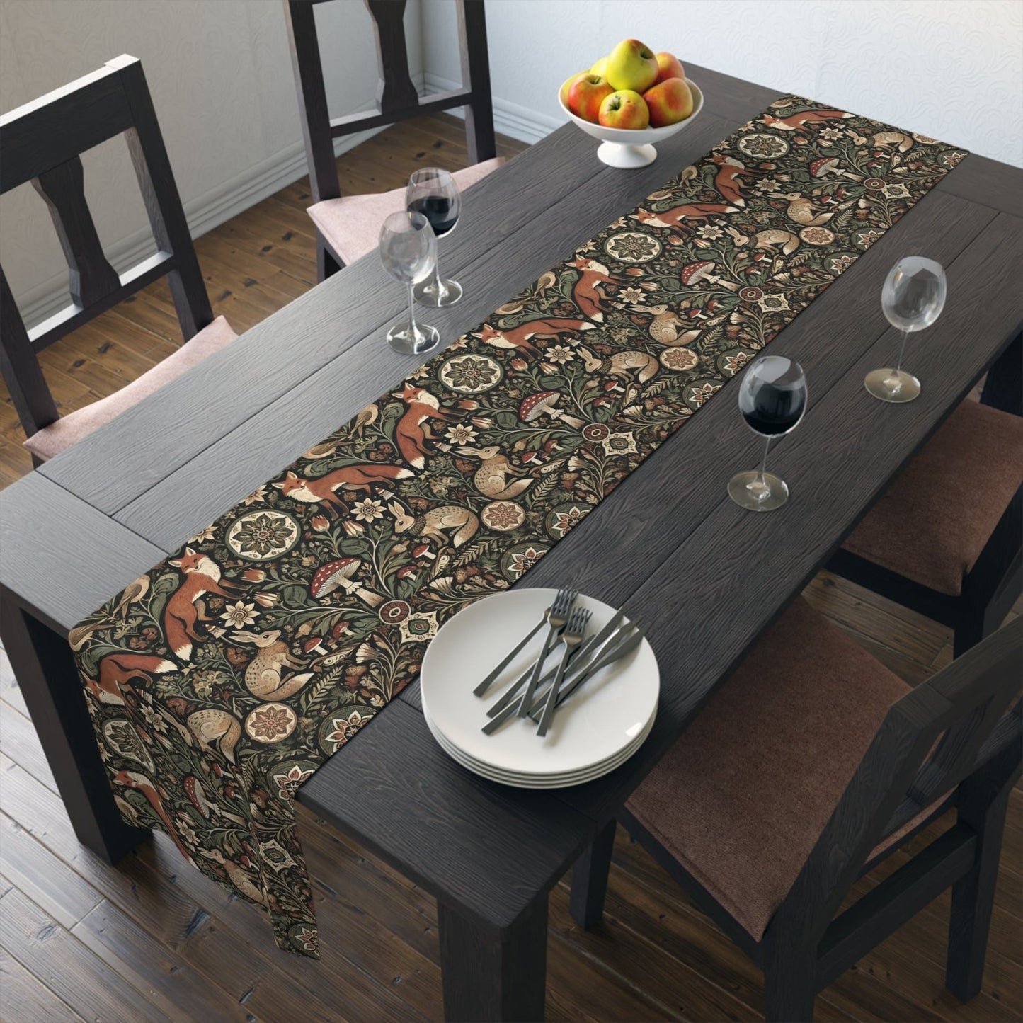Nordic Woodland forest Pagan Christmas Table Runner - sense forest