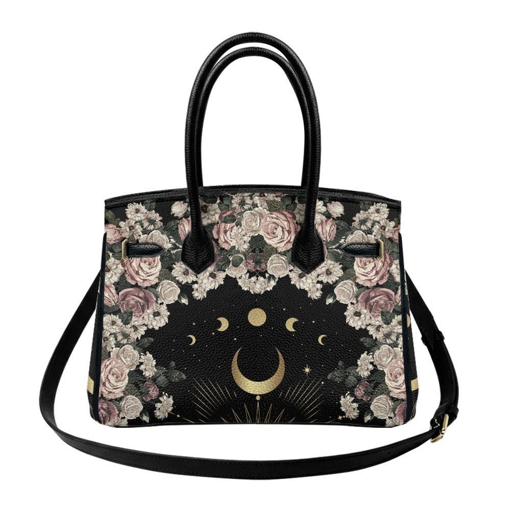 *Pre - Order* Celestial Moon Rose Gothic Vegan Leather Handbag - sense forest