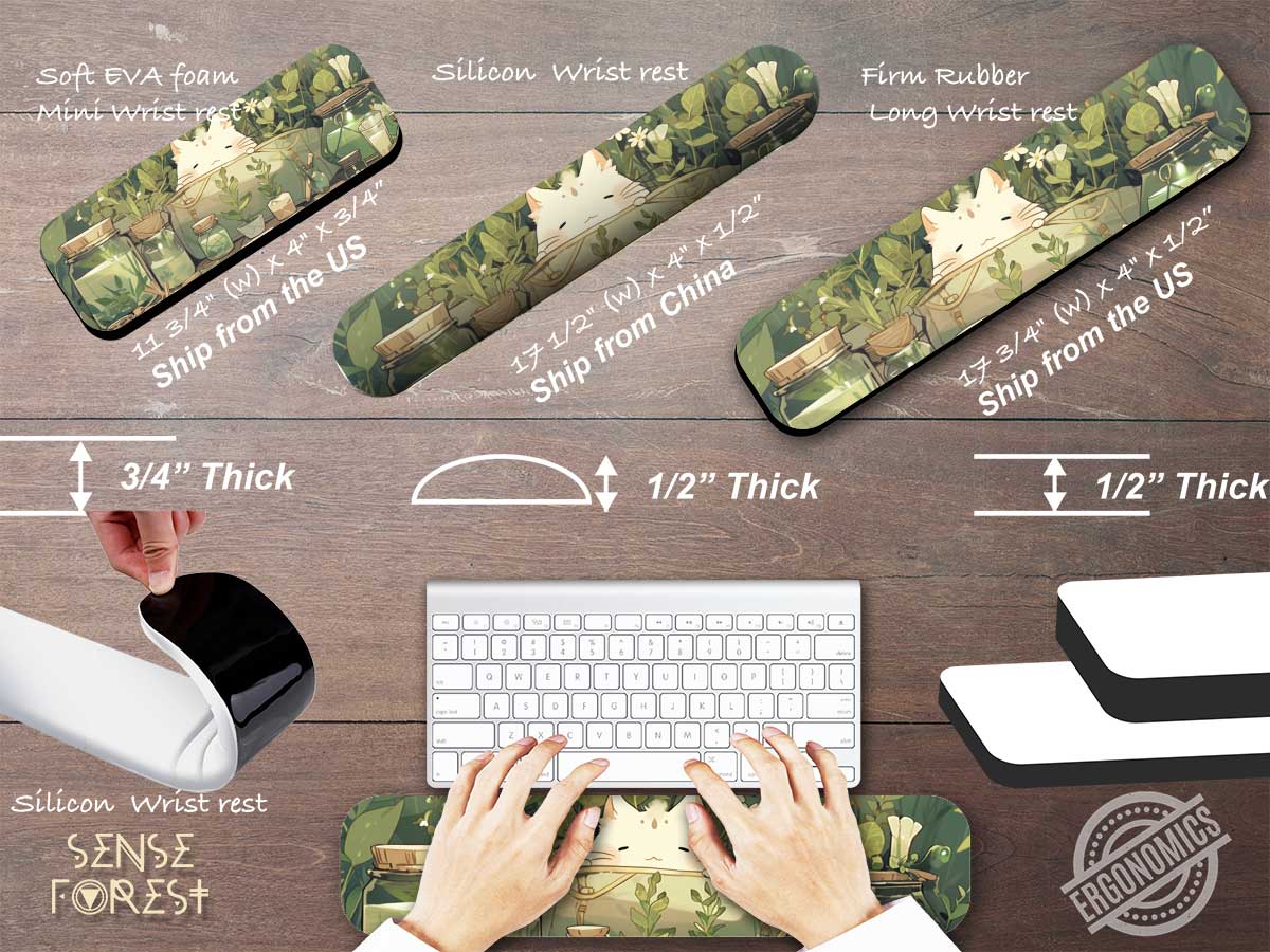 Kawaii witchy cat anime green desk mat, Green witch witchcraft mousepad | Sense Forest