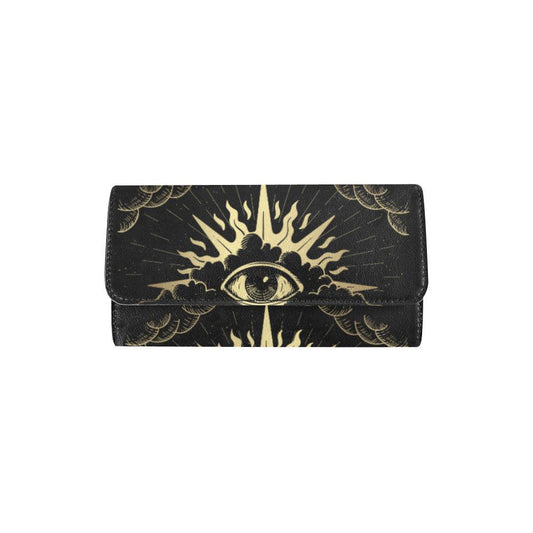 Mystical cloud eye Witchy Trifold Women's Vegan leather Long Clutch Wallets