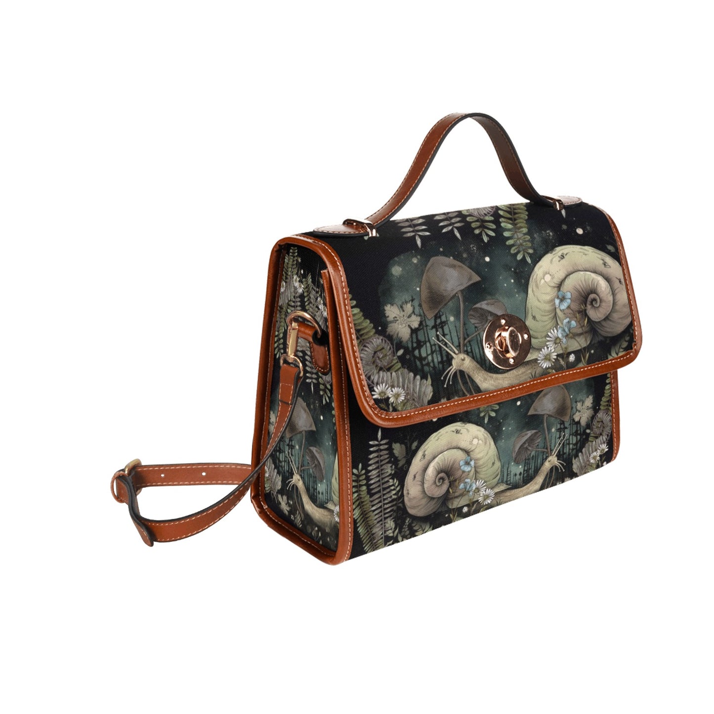 Snail forest canvas satchel bag