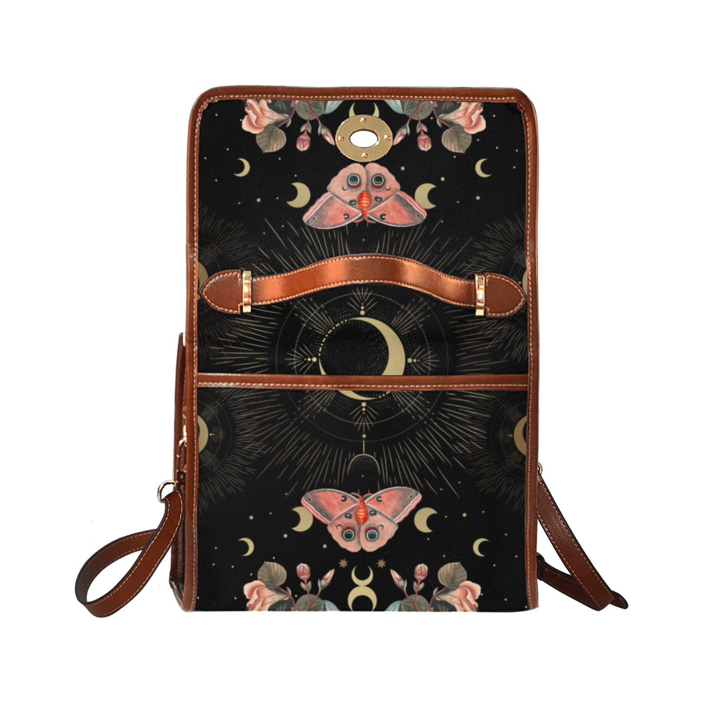 Moth Moon Phase Butterfly Garden Witch Canvas satchel Bag