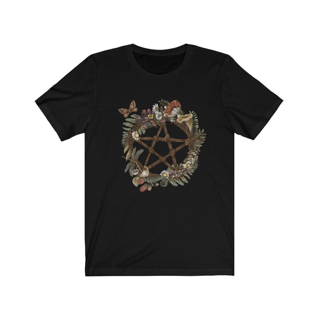 Cottagecore Pentagram Forest Wreath Tee