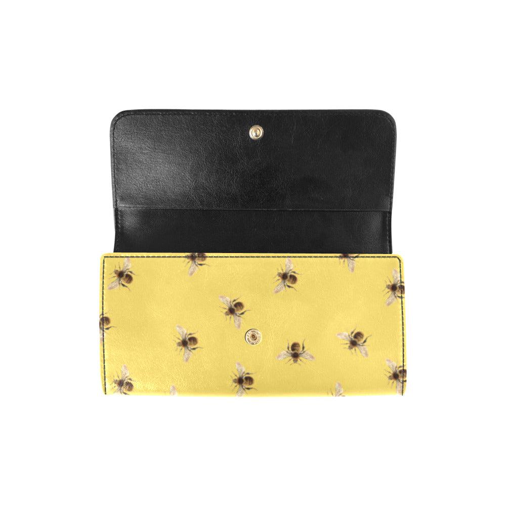 Honey Bees Vegan Leather Women's Trifold Long Clutch Wallets