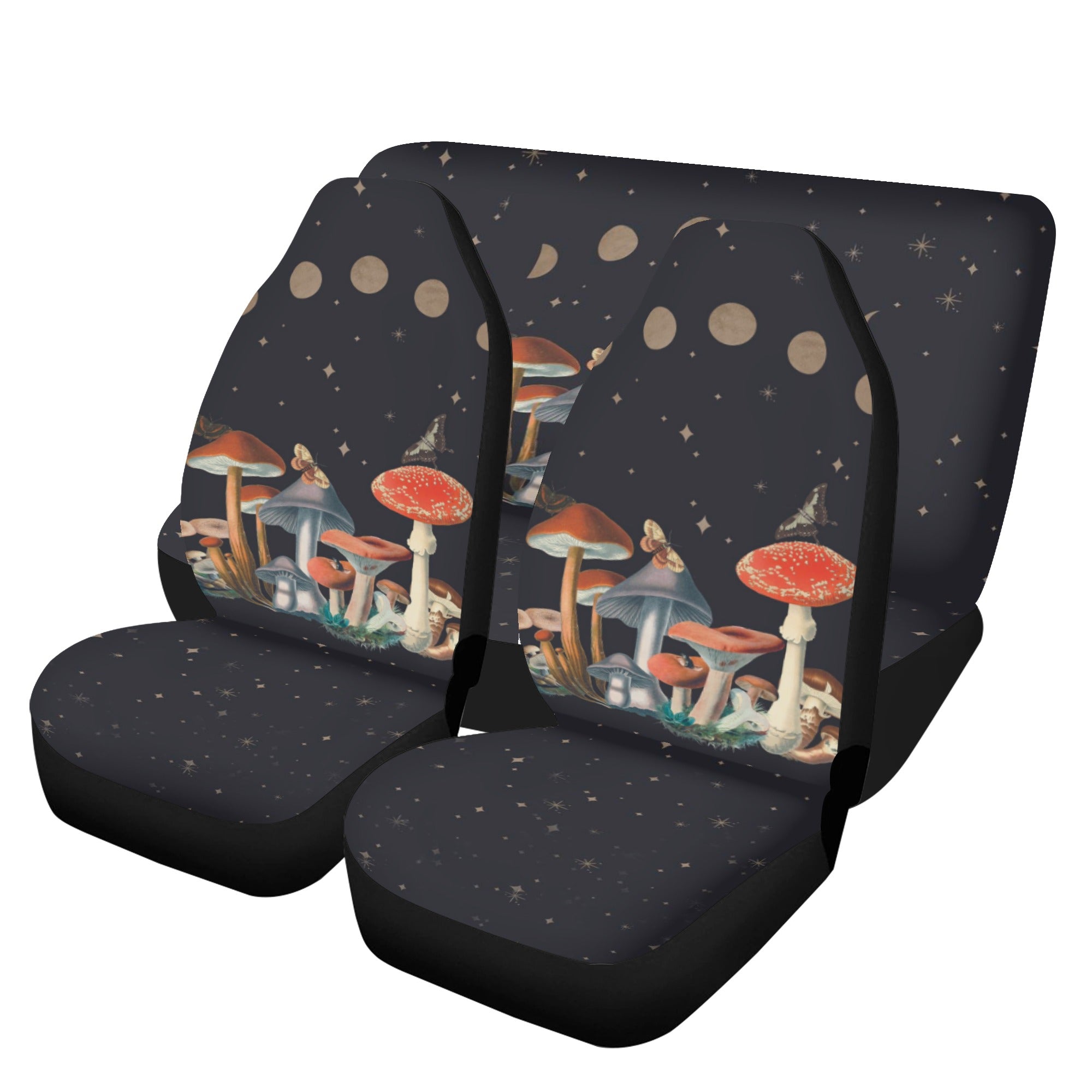Moon phase magic mushroom witchy Car Seat Cover Set