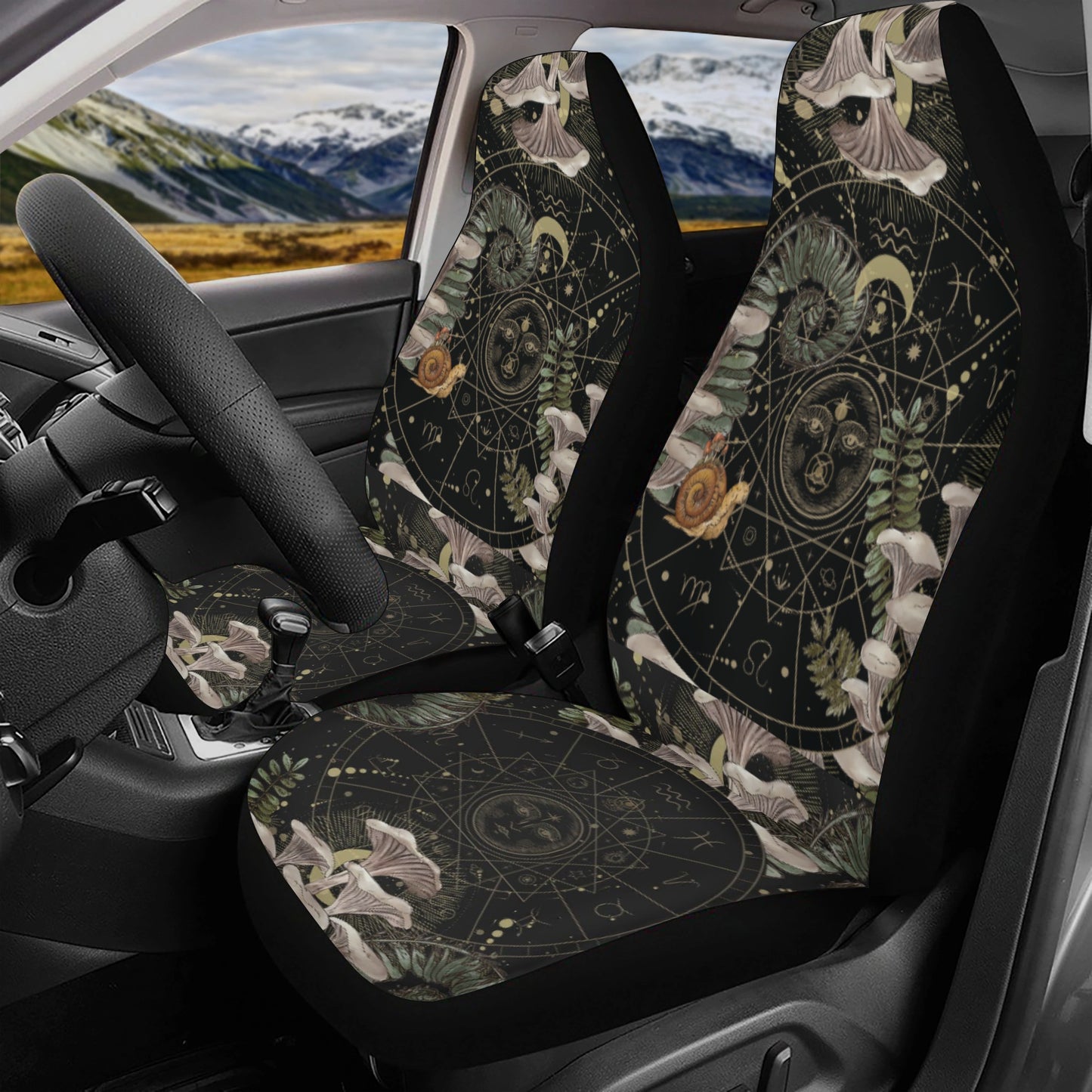 Forest Oyster Mushroom Car Seat Cover Set