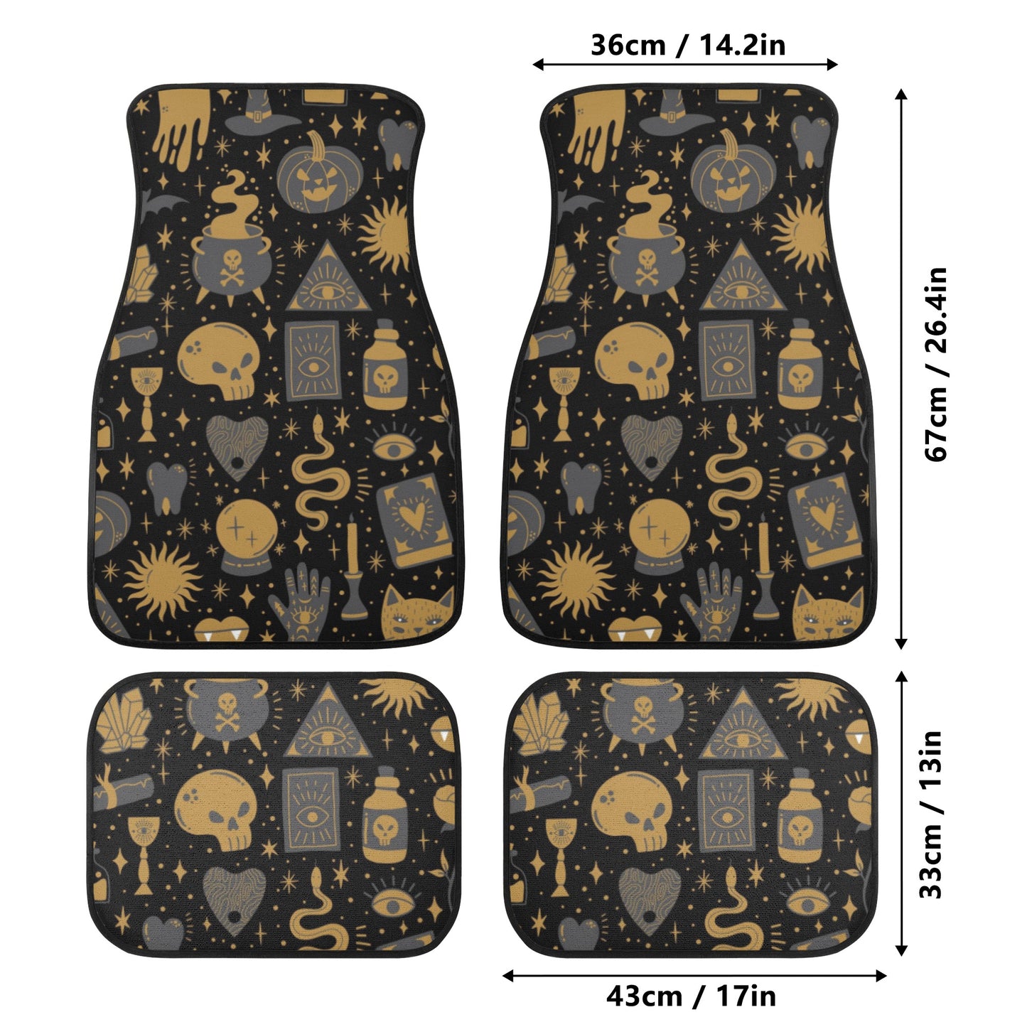 Halloween Spooky kawaii goth Back and Front Car Floor Mats