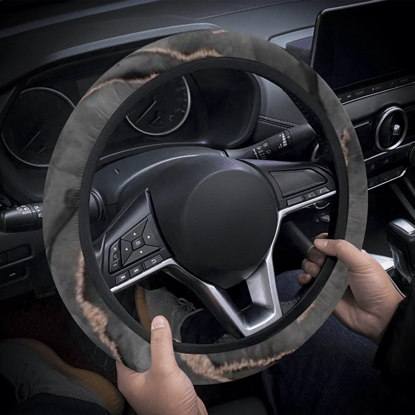 Black Glitter print Car Steering Wheel Cover
