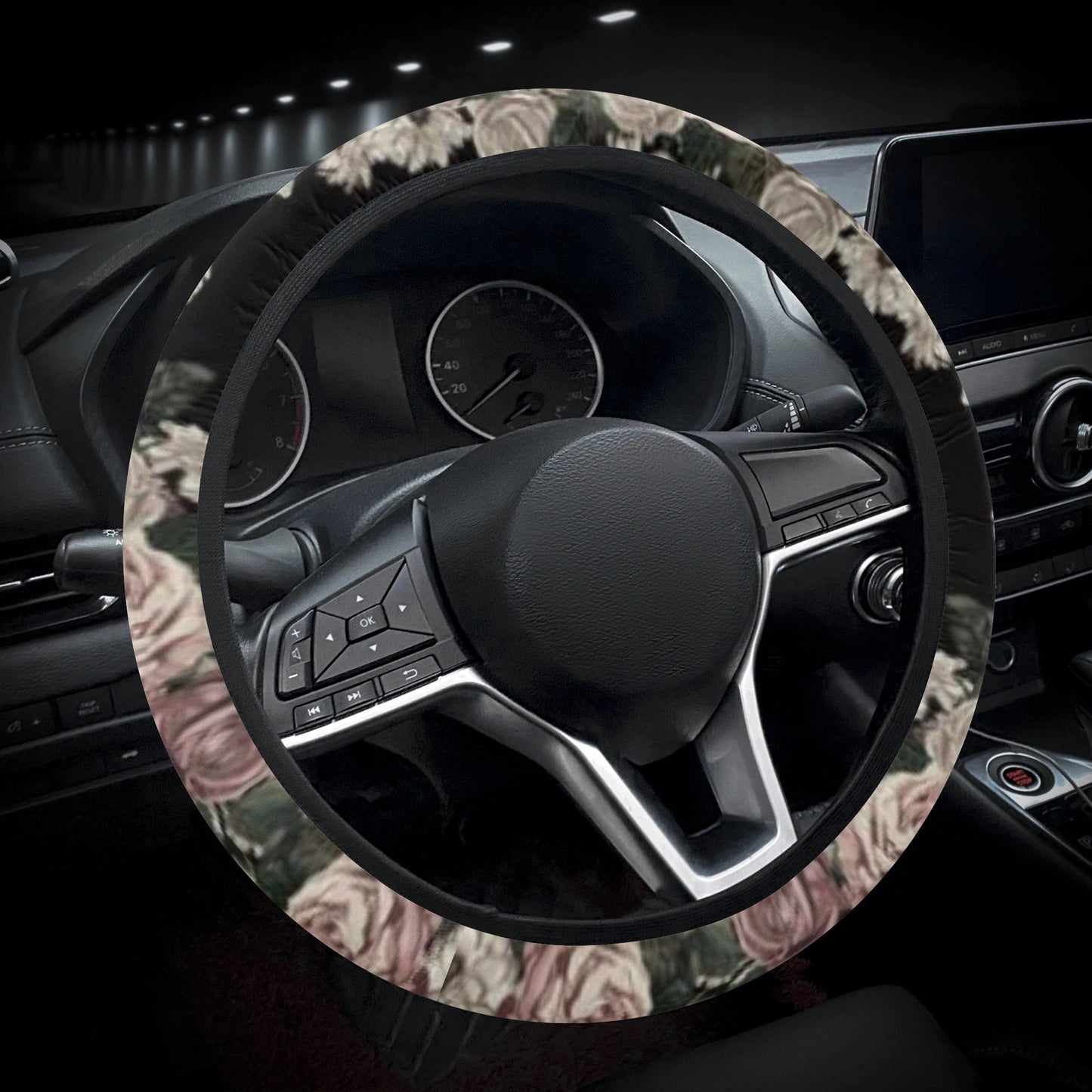 Cottagecore Pale Rose Car Steering Wheel Cover