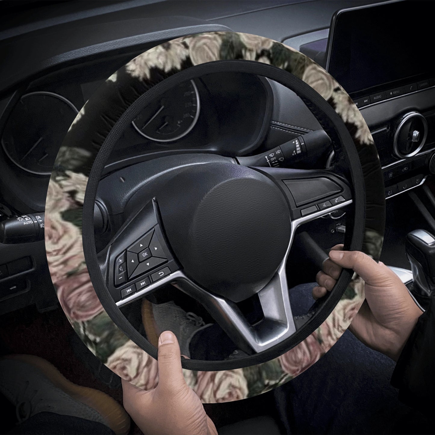 Cottagecore Pale Rose Car Steering Wheel Cover