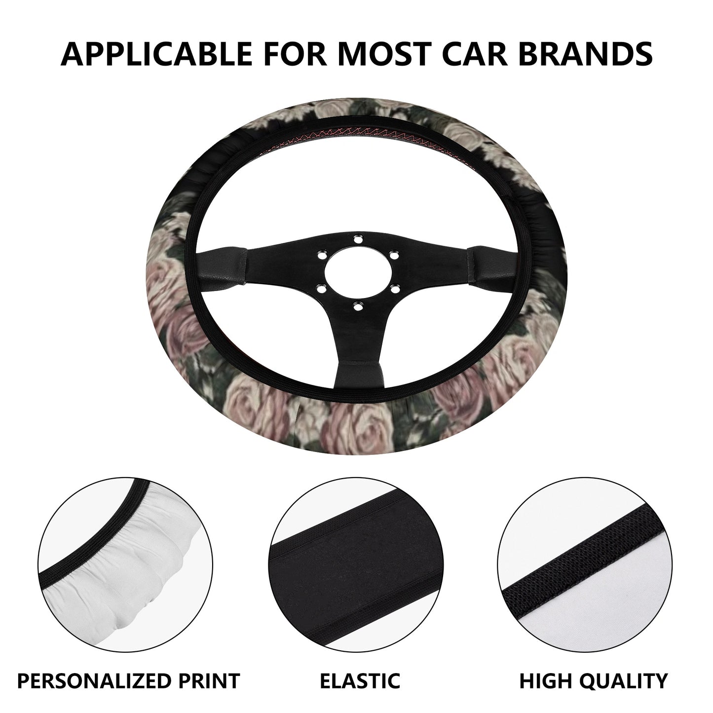 Cottagecore Pale Rose Car Steering Wheel Cover