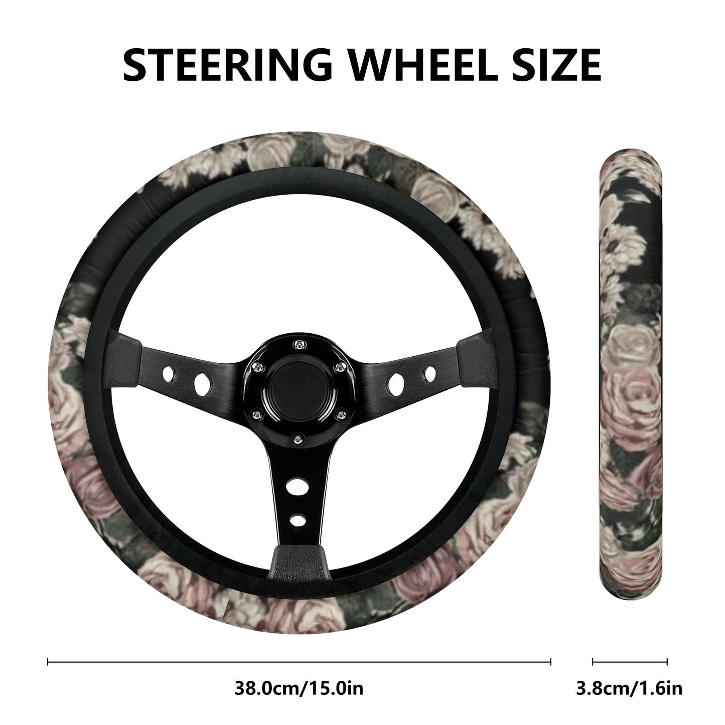 Cottagecore Pale Rose Car Steering Wheel Cover
