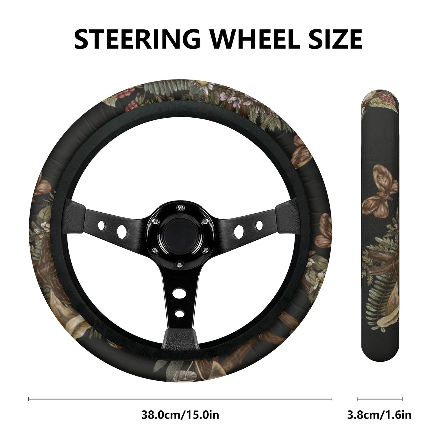Forest mushroom Fern Car Steering Wheel Cover