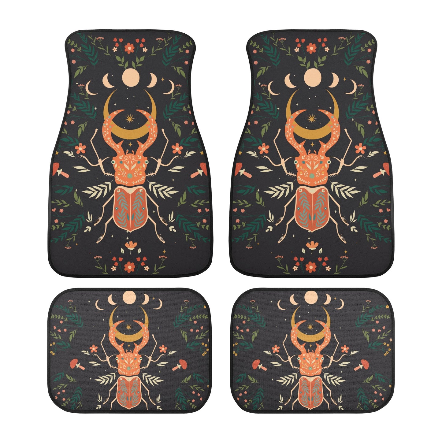Moon Phase Beetle Back and Front Car Floor Mats