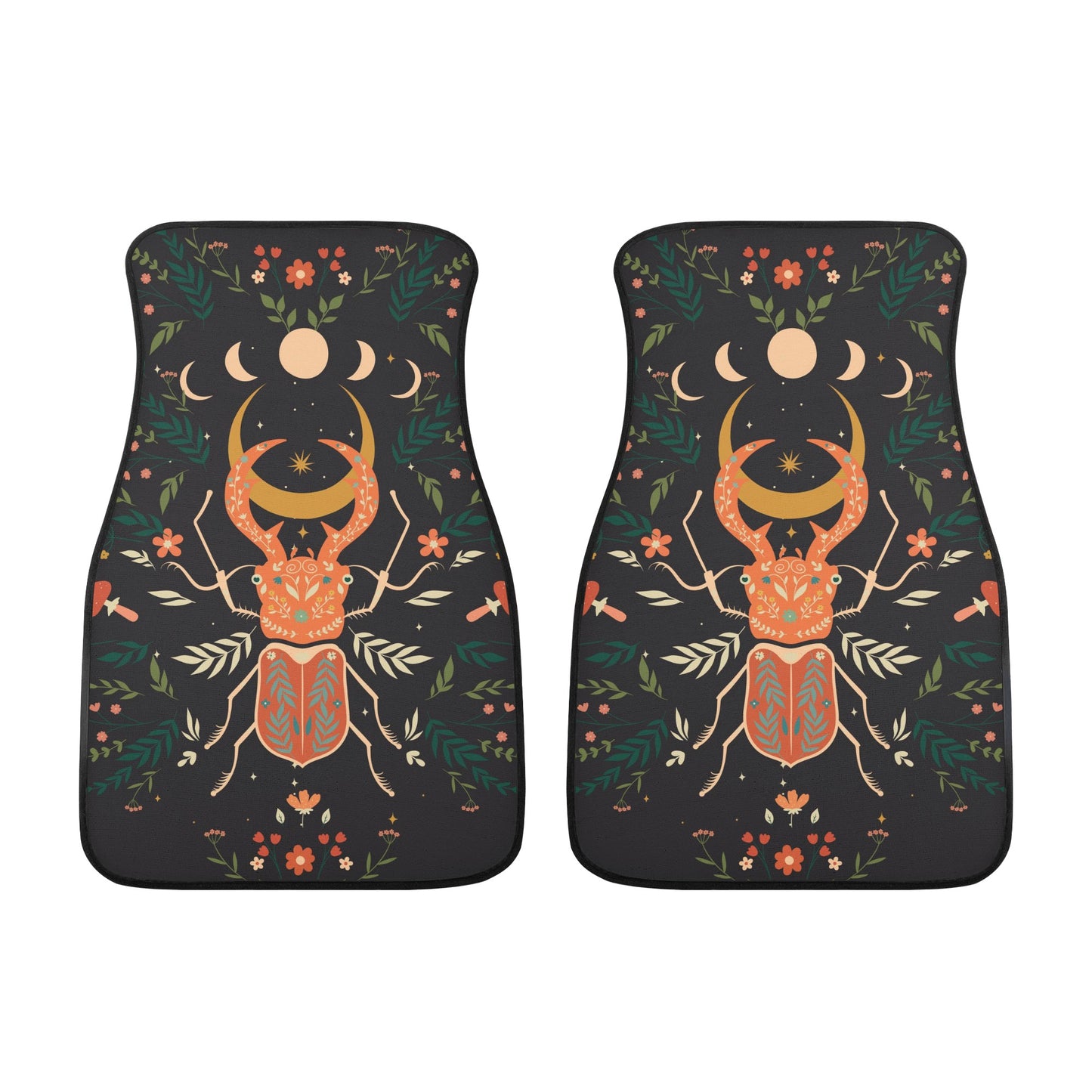 Moon Phase Beetle Back and Front Car Floor Mats