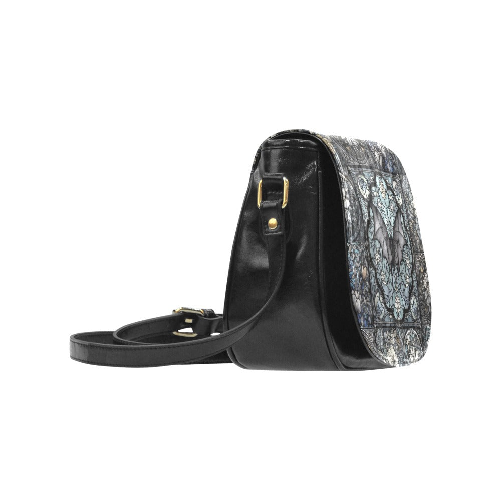 Medieval Goth Stained Glass Bat Saddle Bag | Sense Forest